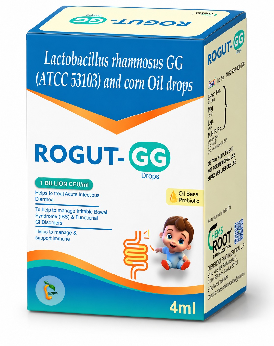 Lactobacillus Rhamnosus GG (ATCC 53103) and Corn Oil Drops